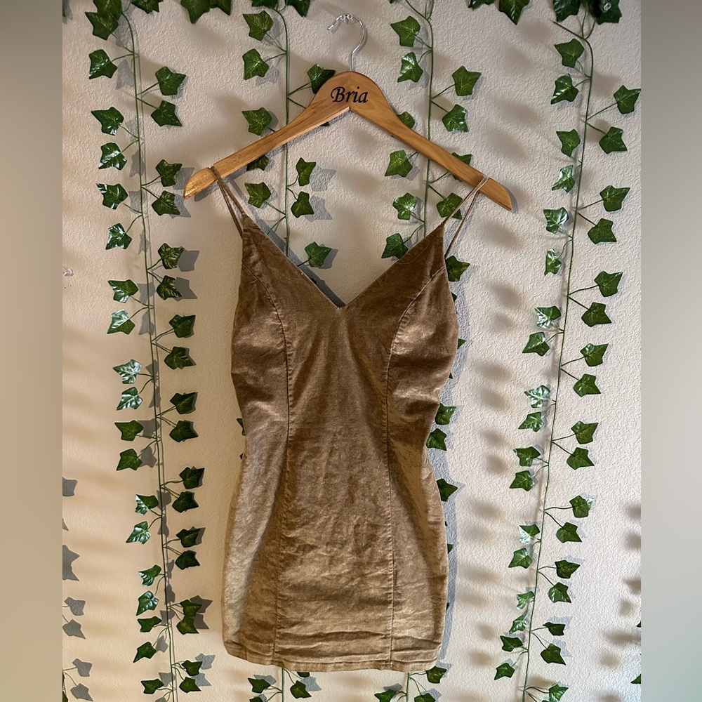 Malibu sky mini tan corduroy dress, size medium